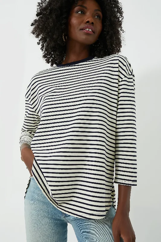 Navy Striped Knit Popover