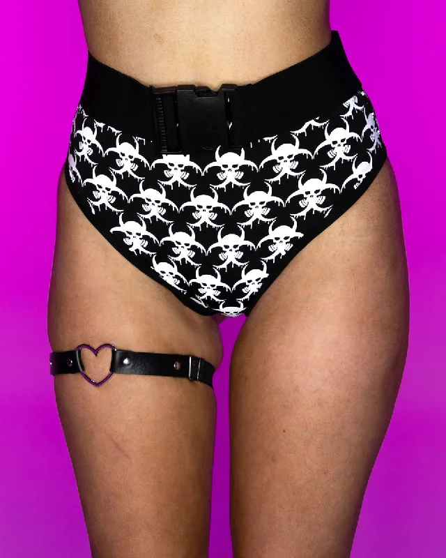 Reflective Hardstyle Biohazard 150 BPM Or Die Buckle Cheeky High Waist Bottoms