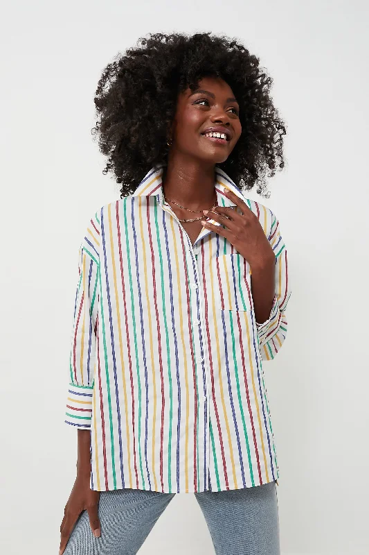 Rainbow Striped Adair Boyfriend Shirt