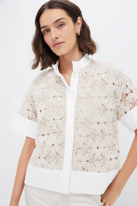 Tan Crochet Sofia Shirt