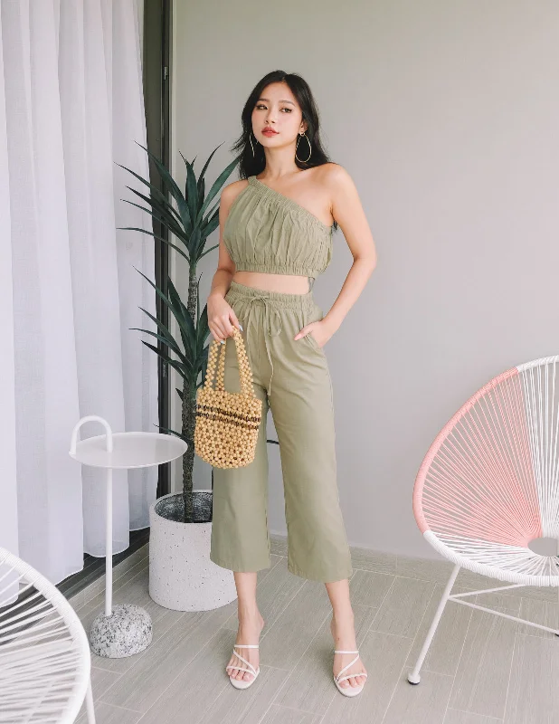 Zola Linen Pants in Olive