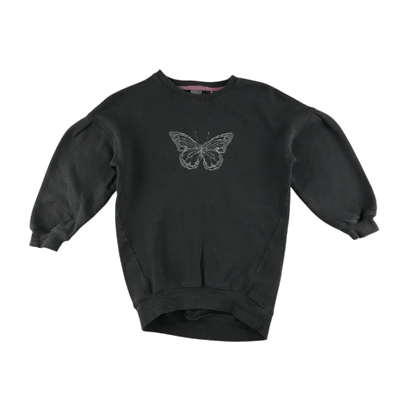 Next sweater 5-6 years charcoal grey long with butterfly print