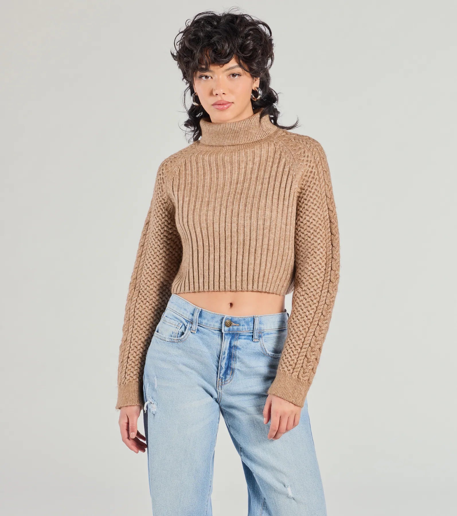 Snuggle Weather Turtleneck Crop Knit Sweater