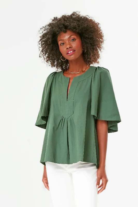 Forest Green Finley Flutter Sleeve Top