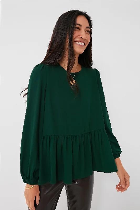 Hunter Green Carlota Peplum Blouse