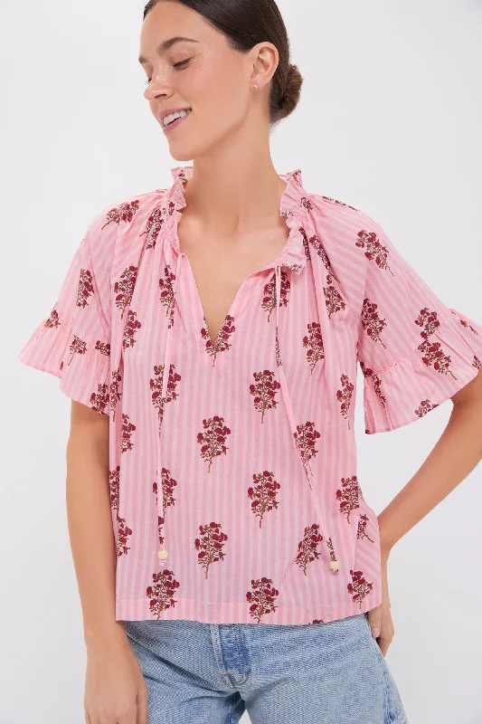 Blush Striped Bouquet Striped Cassis Top