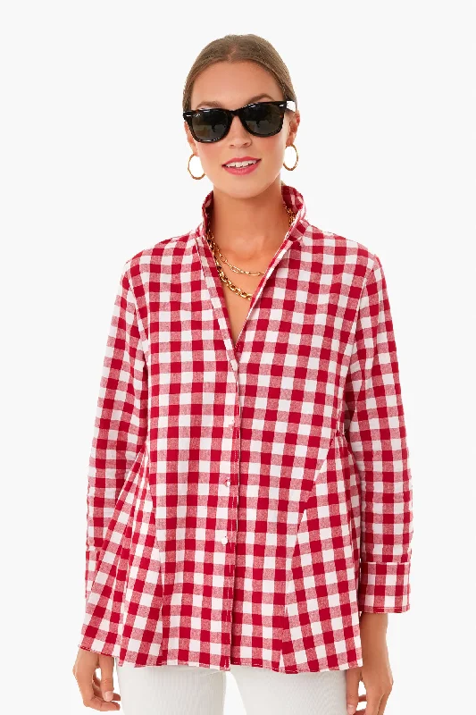 Apple Red Gingham Scarlett Button Down