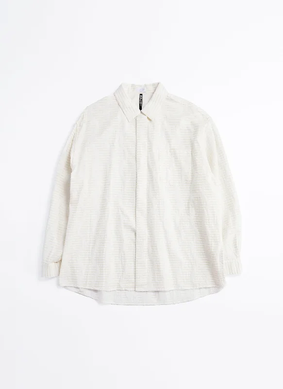 Albini Cotton Jacquard Long Sleeve Open Collar Shirt