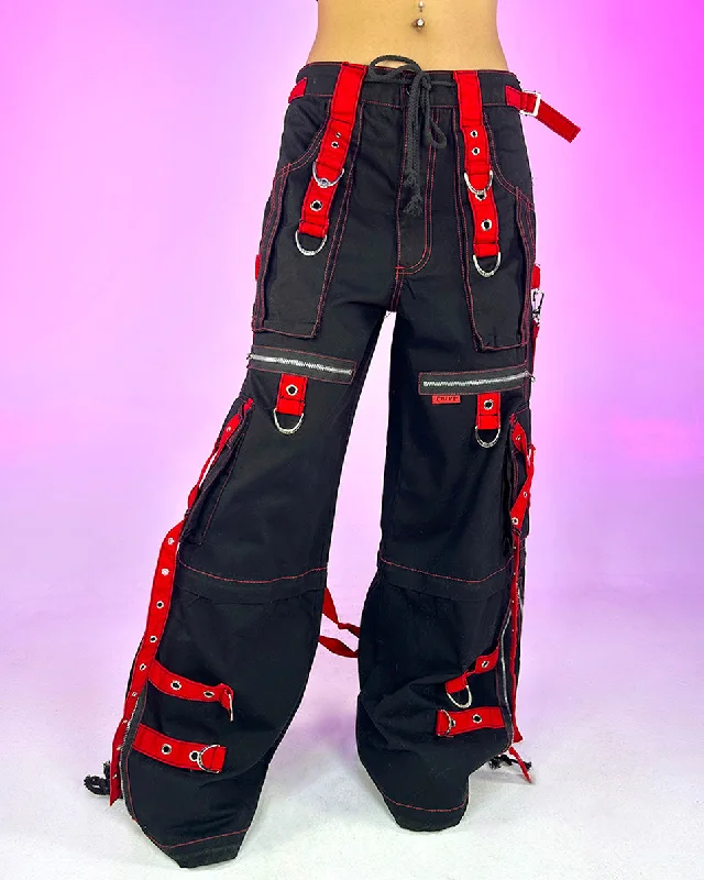 Tripp NYC Black/Red X-Strap Zip Off Pants