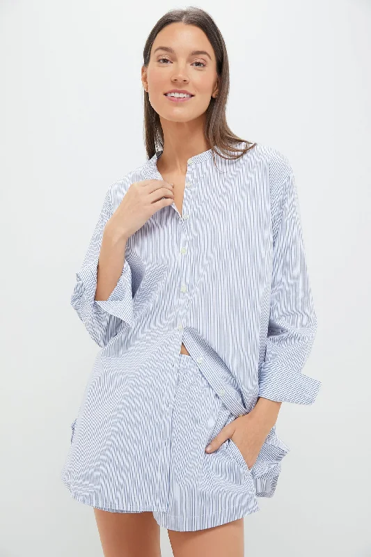 Seaside Stripe Yoshi Collarless Button Down