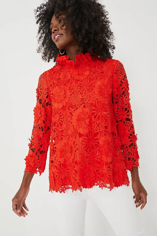 Red Guipure Lace Faye Blouse