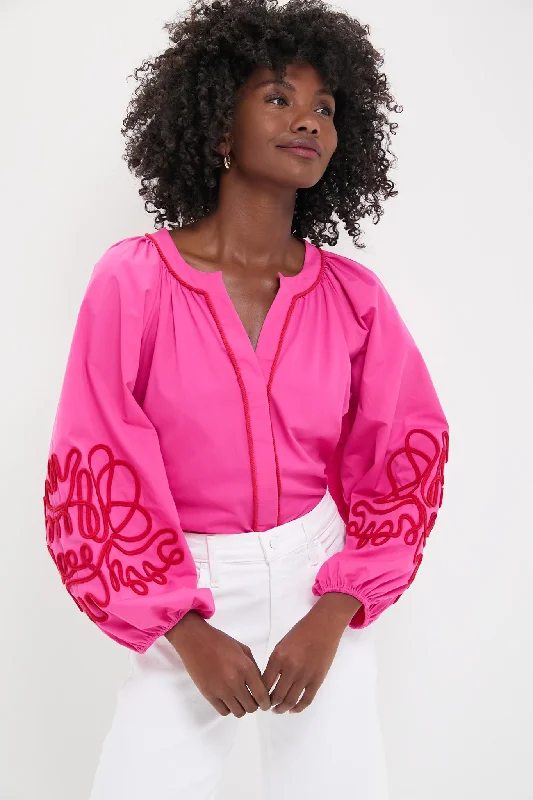 Pink & Red Soutache Stella Blouse