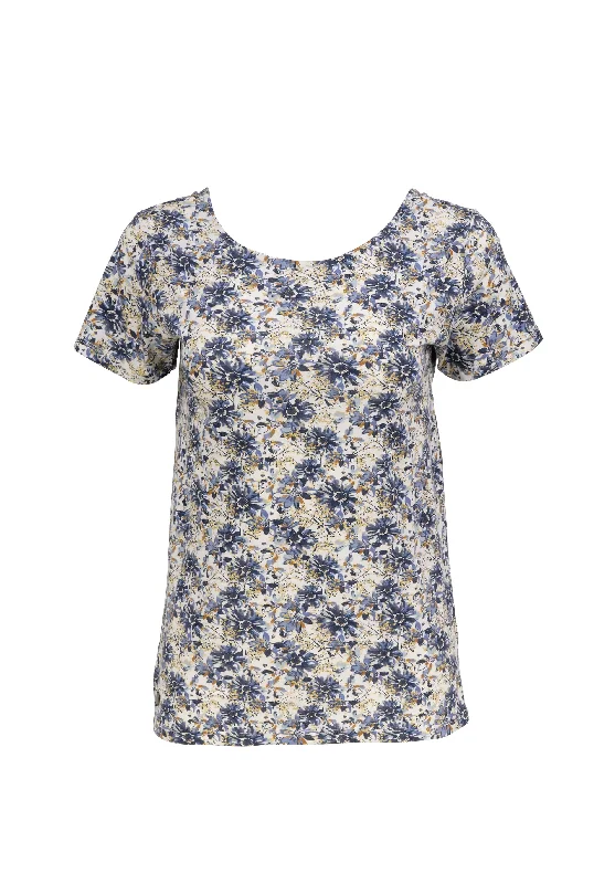 T-shirt femme réversible col rond avec boutonnière