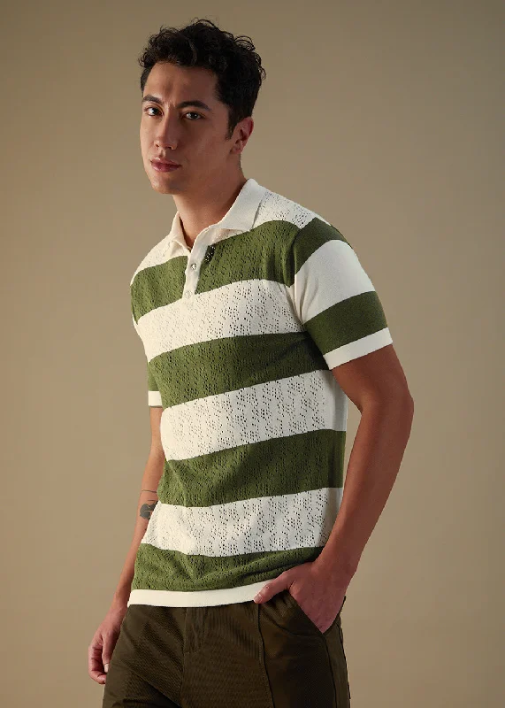 Green Knitted Polo T-shirt