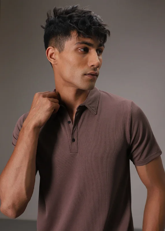 Mauve Ribbed Polo T-shirt