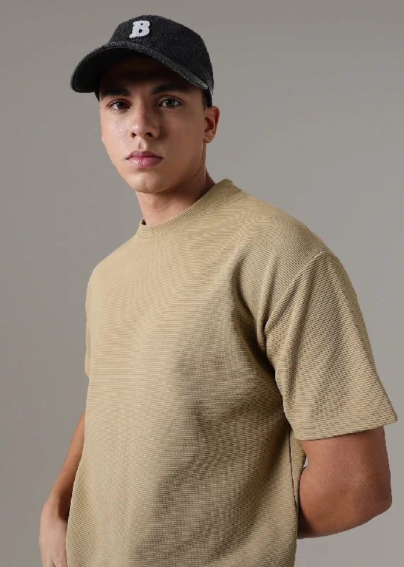 Oversized Beige Textured T-shirt