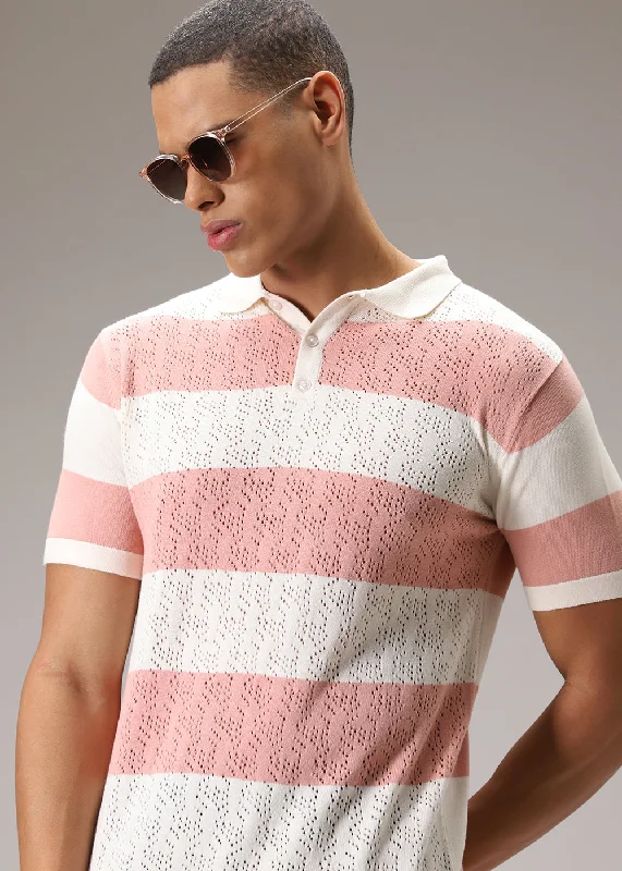 Pink Knitted Polo T-shirt