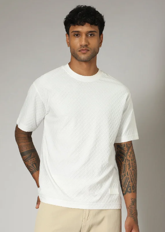 White Textured Regular T-shirt