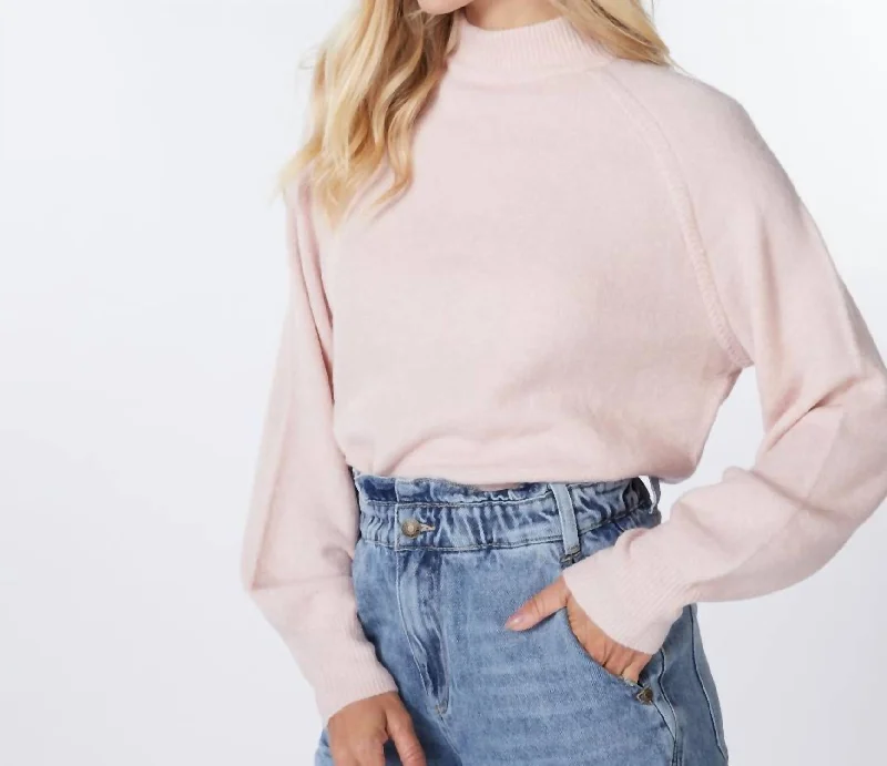 Cable Raglan Sweater In Sepia Rose