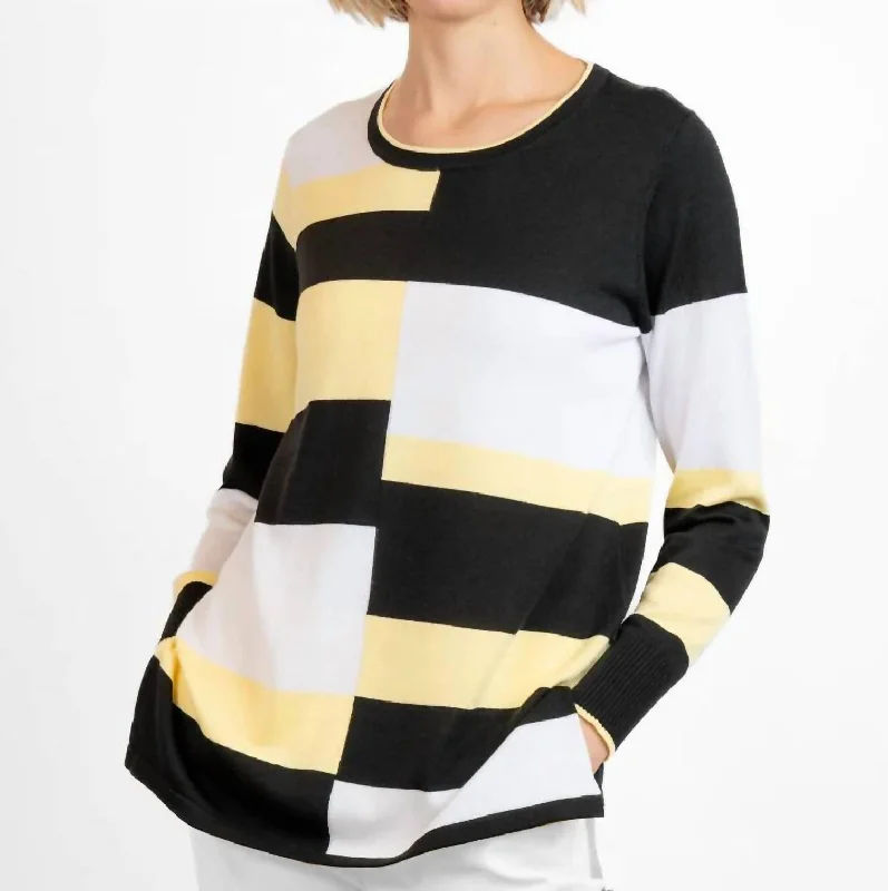 Crewneck Colorblock Sweater In Mimosa