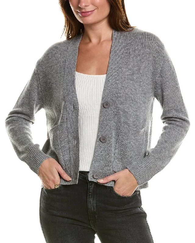 Forte Cashmere Pocket V-Neck Wool & Cashmere-Blend Cardigan