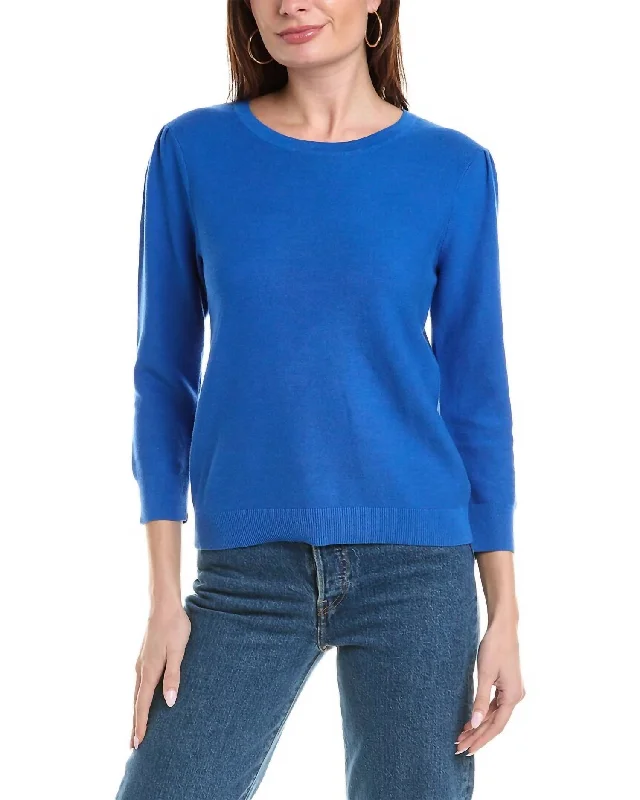 Julianne Puff Sleeve Sweater In Blue