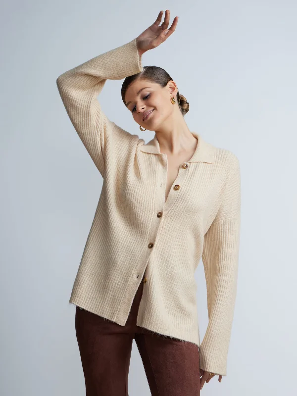 Long Sleeve Button Down Ribbed Cardigan