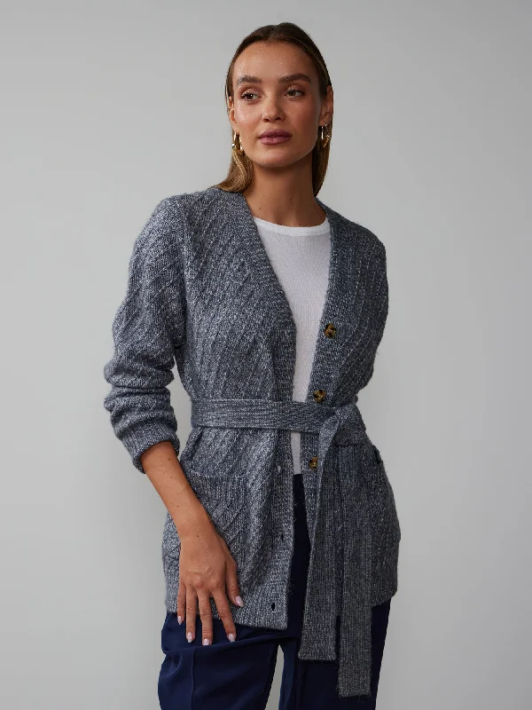 Long Sleeve Diagonal Stitch Cardigan