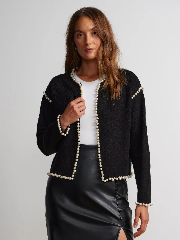 Long Sleeve Pearl Border Trim Cardigan