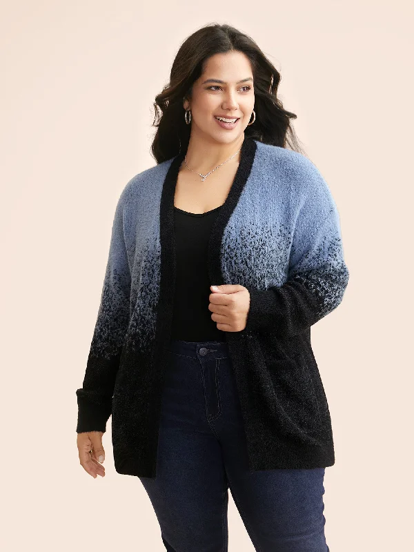 Ombre Contrast Drop Shoulder Sleeve Cardigan