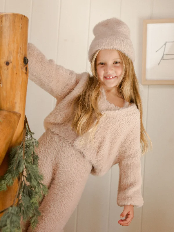 Rylee & Cru Fuzzy Cardigan, Blush