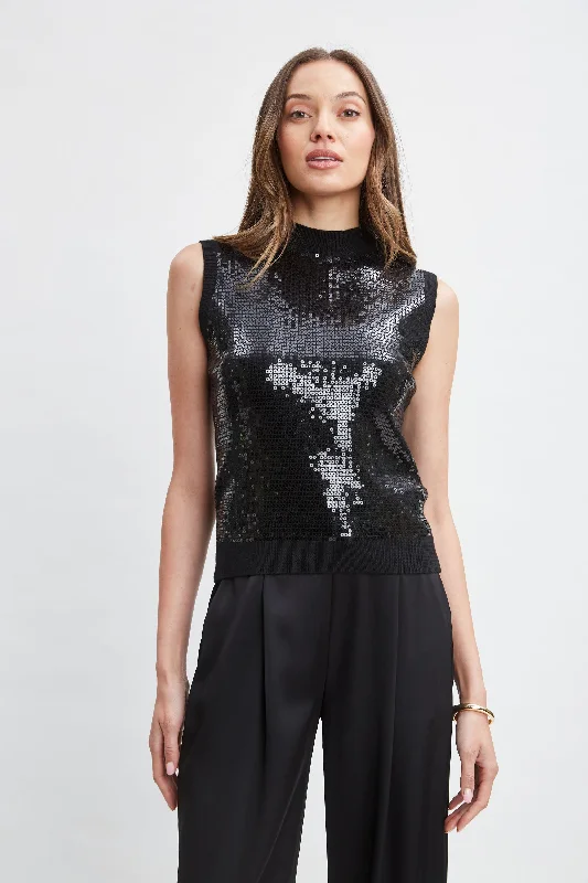 Sleeveless Pave Sequin Sweater