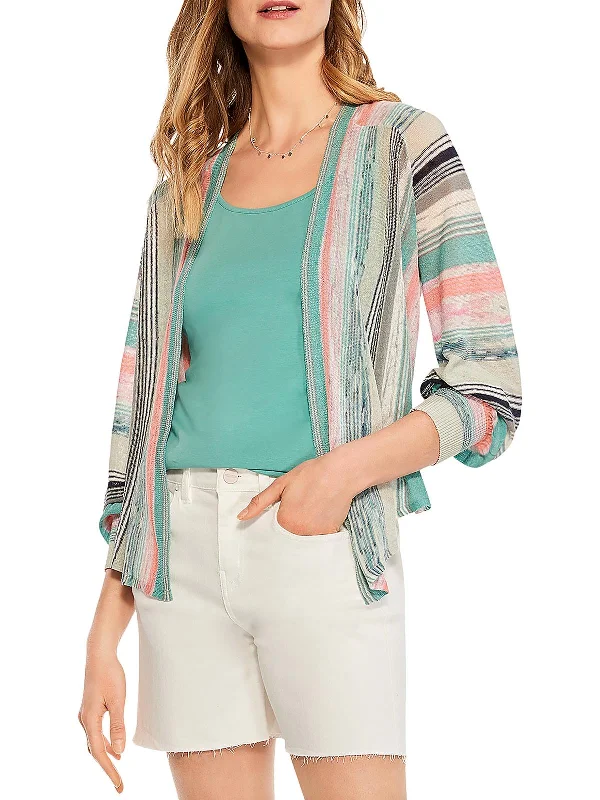 Womens Striped Tie Waist Cardigan Sweater