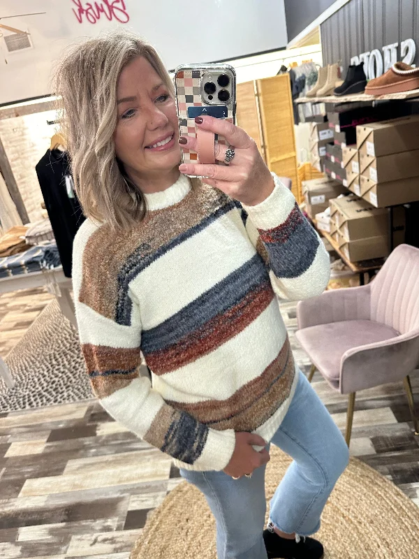 Yes Girl Multi Colored Ombre Round Neck Sweater