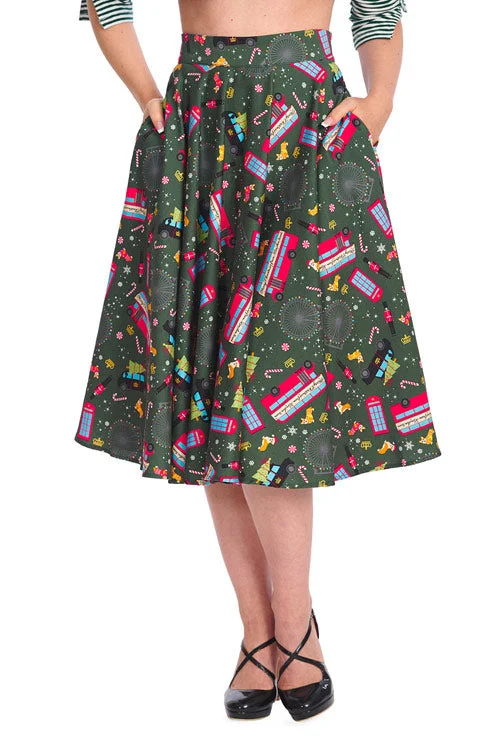 Banned London Town Swing Skirt with Pockets Christmas