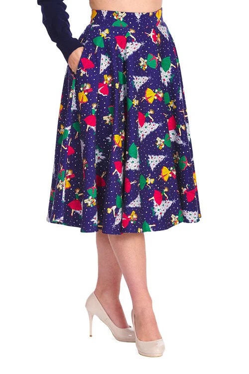 Banned Vintage Christmas Swing Skirt with Pockets