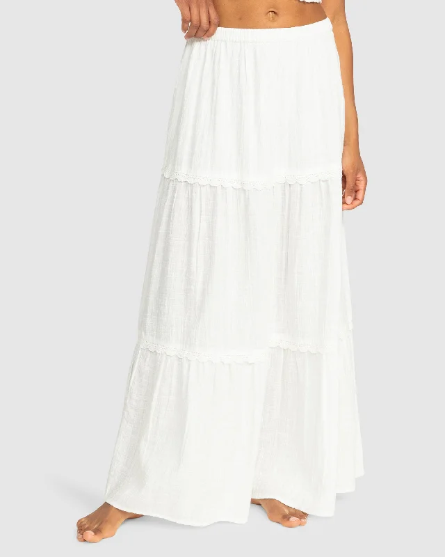 Womens Beachside Tiered Maxi Skirt