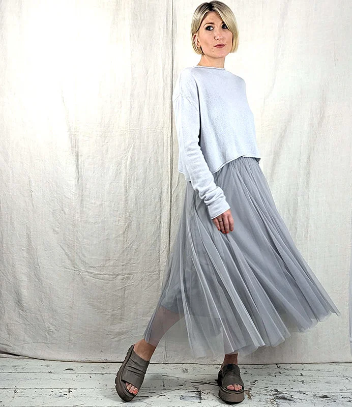 BLUE BASICS Midi Tulle Skirt - Light Grey