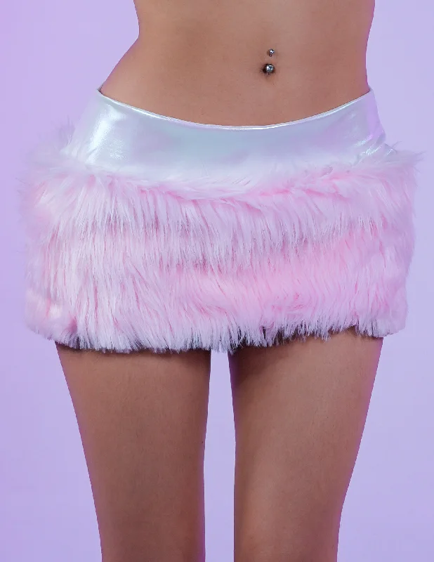 Cotton Candy Faux Fur Skirt