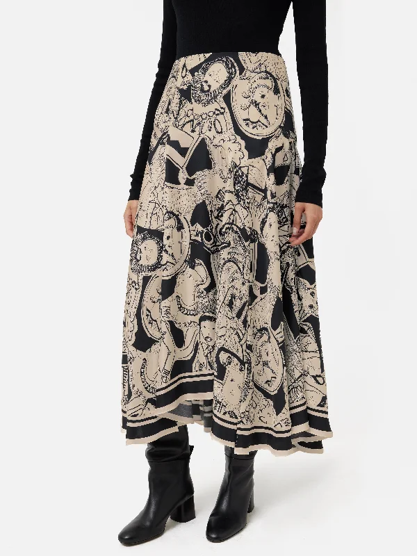 Kings & Queens Silk Skirt | Monochrome