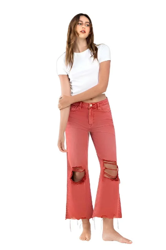 90s Vintage Crop Flare Jeans By Flying Monkey