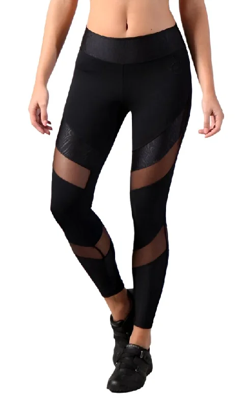 Equilibrium Activewear Legging L7015 Ava Black with Black Mesh