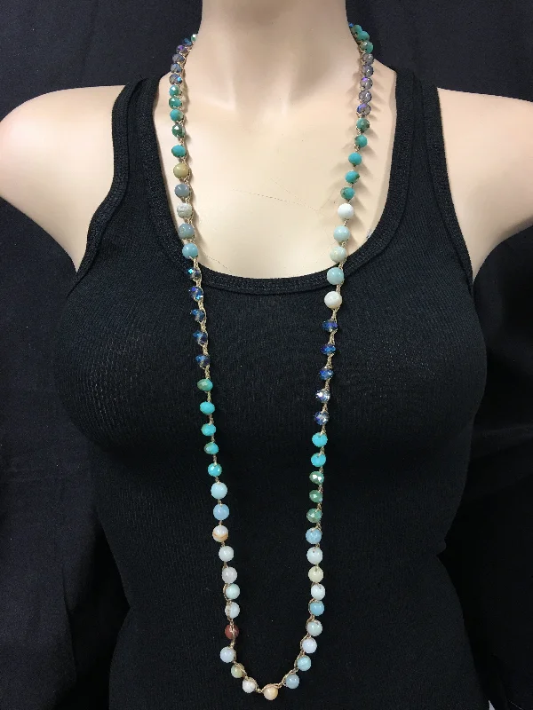 Smooth Stone Knotted Amazonite Necklace