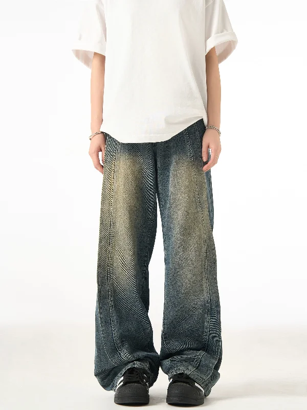 Spliced Wide Leg Jeans