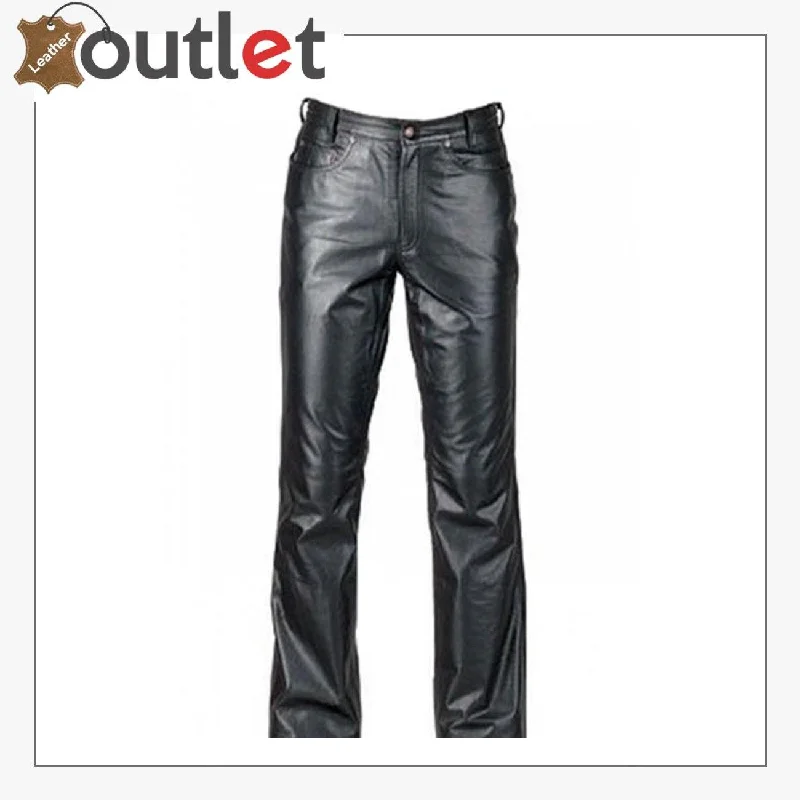 Classic Style Black Leather Pants