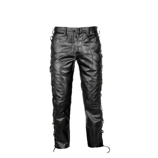 Genuine Sheep Leather Black Biker Pant