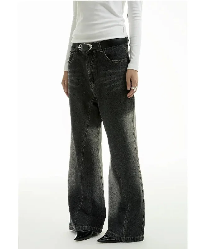 Side Fade Effect Flare Jeans