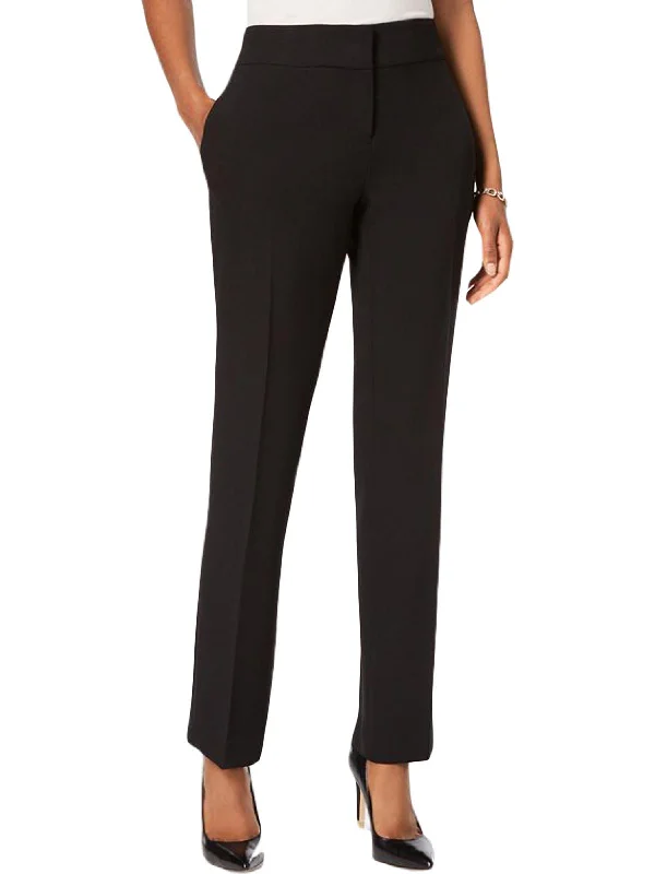 Petites Womens Slim Straight Leg Dress Pants