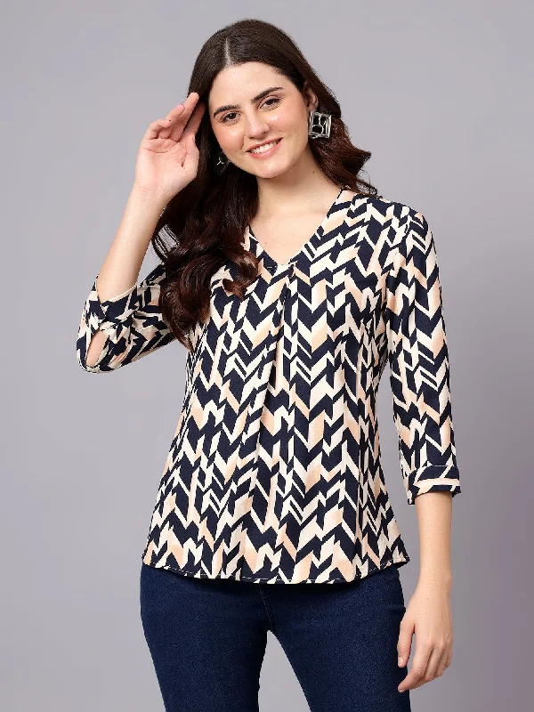 Women's Mulicolor Geometric Print Casual Top